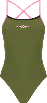 AMANZI WOMENS DESERT BLUSH TIE BACK ONE PIECE - Green