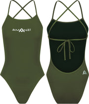 AMANZI WOMENS MEMPHIS TIE BACK ONE PIECE - Green