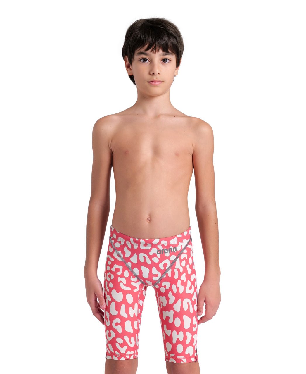 ARENA BOYS LEOPARD SKIN GERANIUM POWERSKIN ST NEXT JAMMER - Crimson