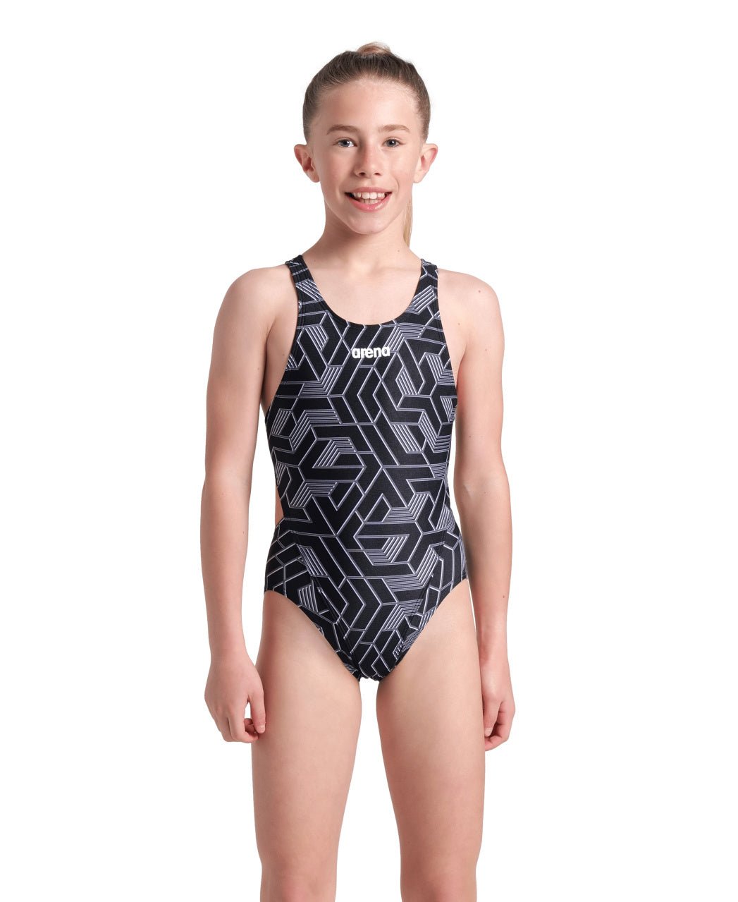 ARENA GIRLS ESCAPE SWIM TECH SWIMSUIT - Black