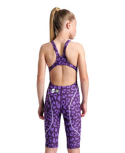 ARENA GIRLS LEOPARD SKIN VIOLET POWERSKIN ST NEXT OPEN BACK KNEESUIT - 24