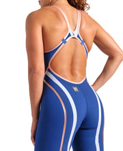 ARENA WOMENS POWERSKIN NAVY & ROSE GOLD PRIMO OPEN BACK KNEESUIT - Navy