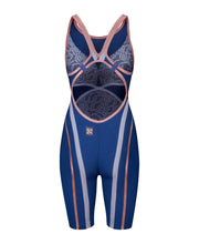 ARENA WOMENS POWERSKIN NAVY & ROSE GOLD PRIMO OPEN BACK KNEESUIT - Navy