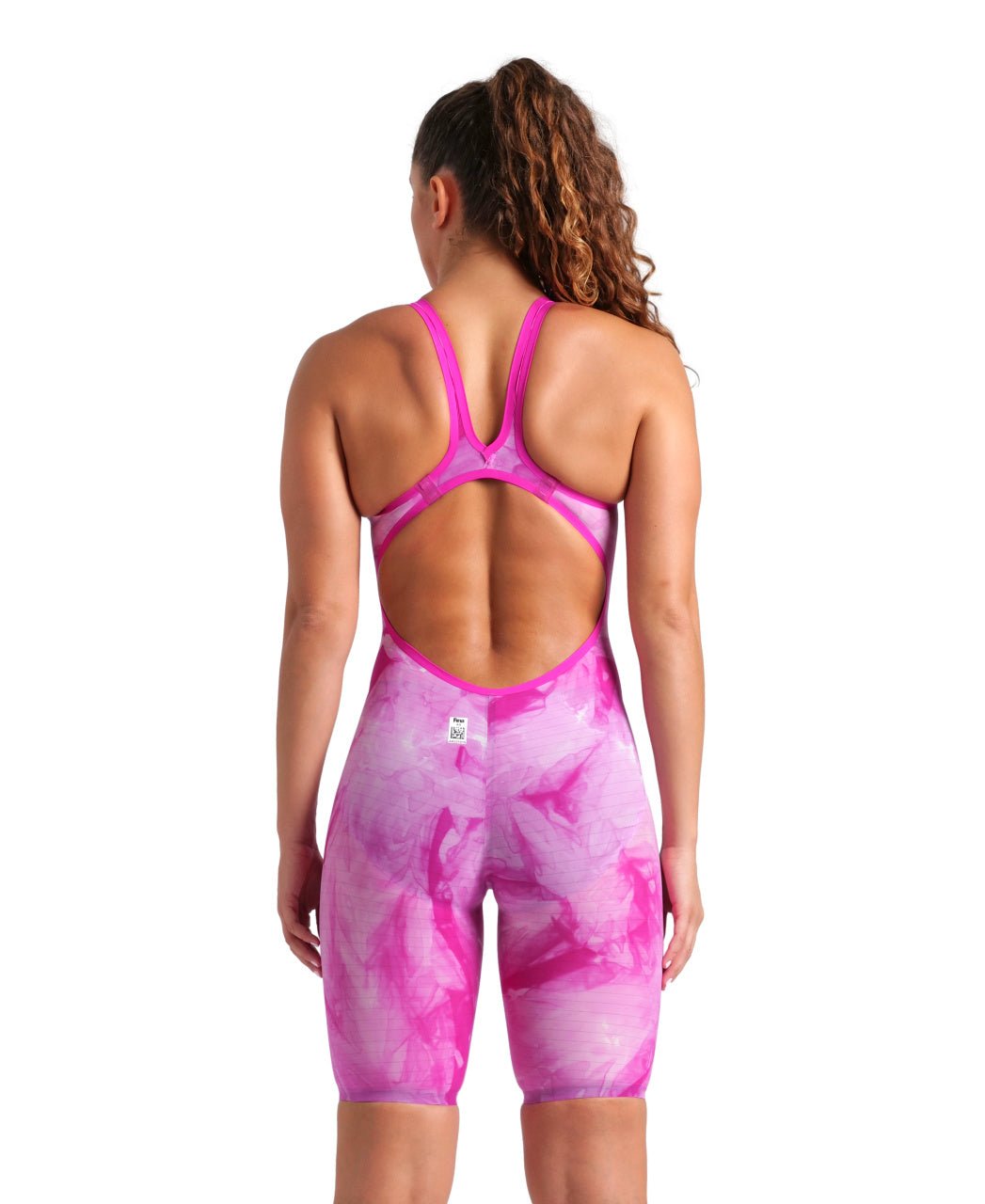 ARENA WOMENS POWERSKIN TIE - DYE CICLAMYN CARBON AIR² OPEN BACK KNEESUIT - Pink