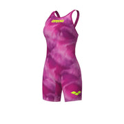 ARENA WOMENS POWERSKIN TIE - DYE CICLAMYN CARBON AIR² OPEN BACK KNEESUIT - Pink