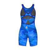 ARENA WOMENS POWERSKIN TIE - DYE COBALT CARBON AIR² OPEN BACK KNEESUIT - Blue