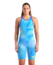 ARENA WOMENS POWERSKIN TIE - DYE COBALT CARBON AIR² OPEN BACK KNEESUIT - Blue