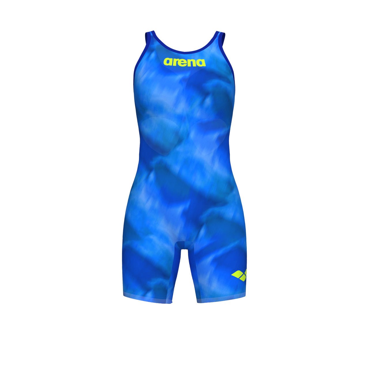 ARENA WOMENS POWERSKIN TIE - DYE COBALT CARBON AIR² OPEN BACK KNEESUIT - Blue