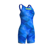 ARENA WOMENS POWERSKIN TIE - DYE COBALT CARBON AIR² OPEN BACK KNEESUIT - Blue