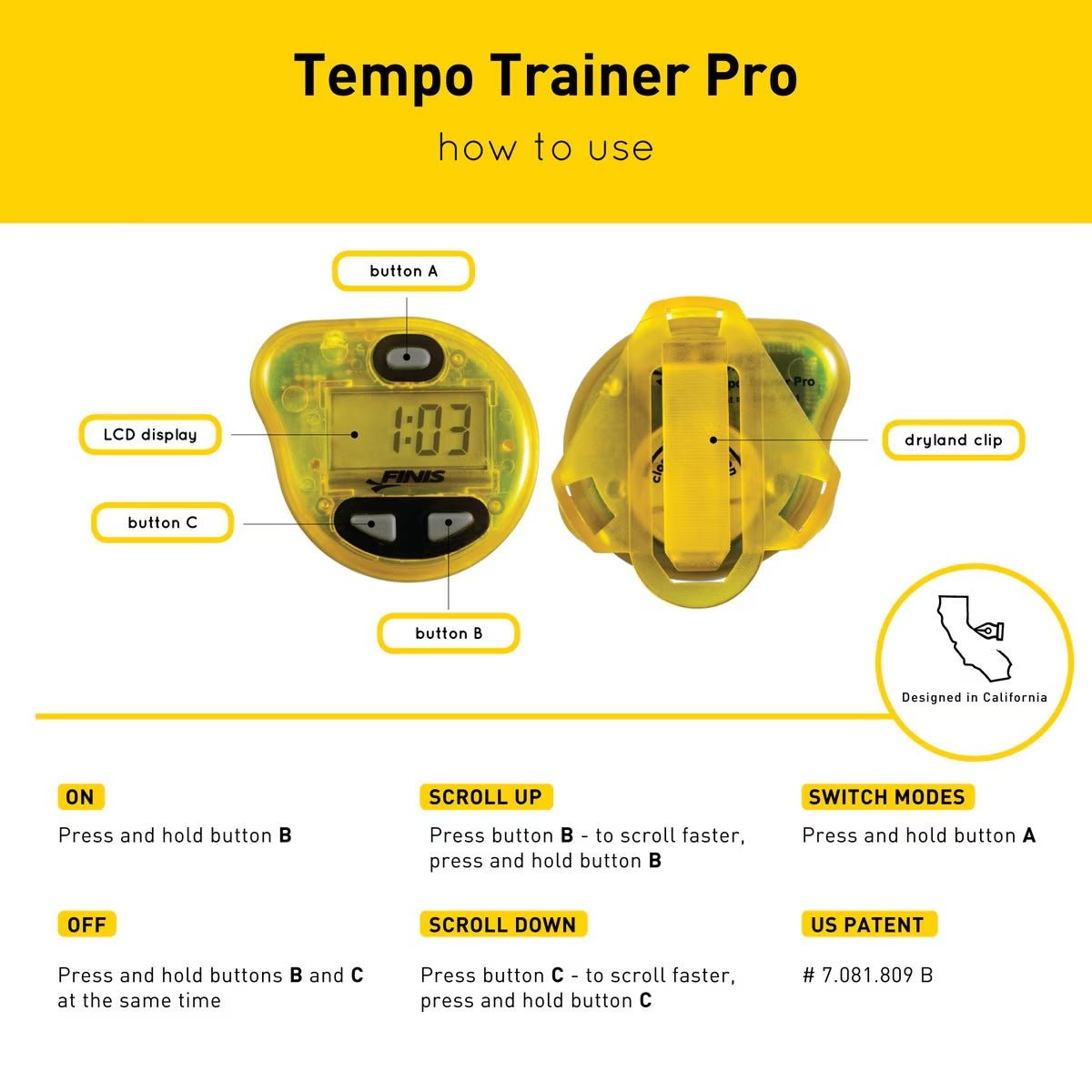 FINIS TEMPO TRAINER PRO - Yellow