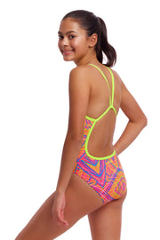 FUNKITA GIRLS SOUND STOPPER SINGLE STRAP ONE PIECE - Coral