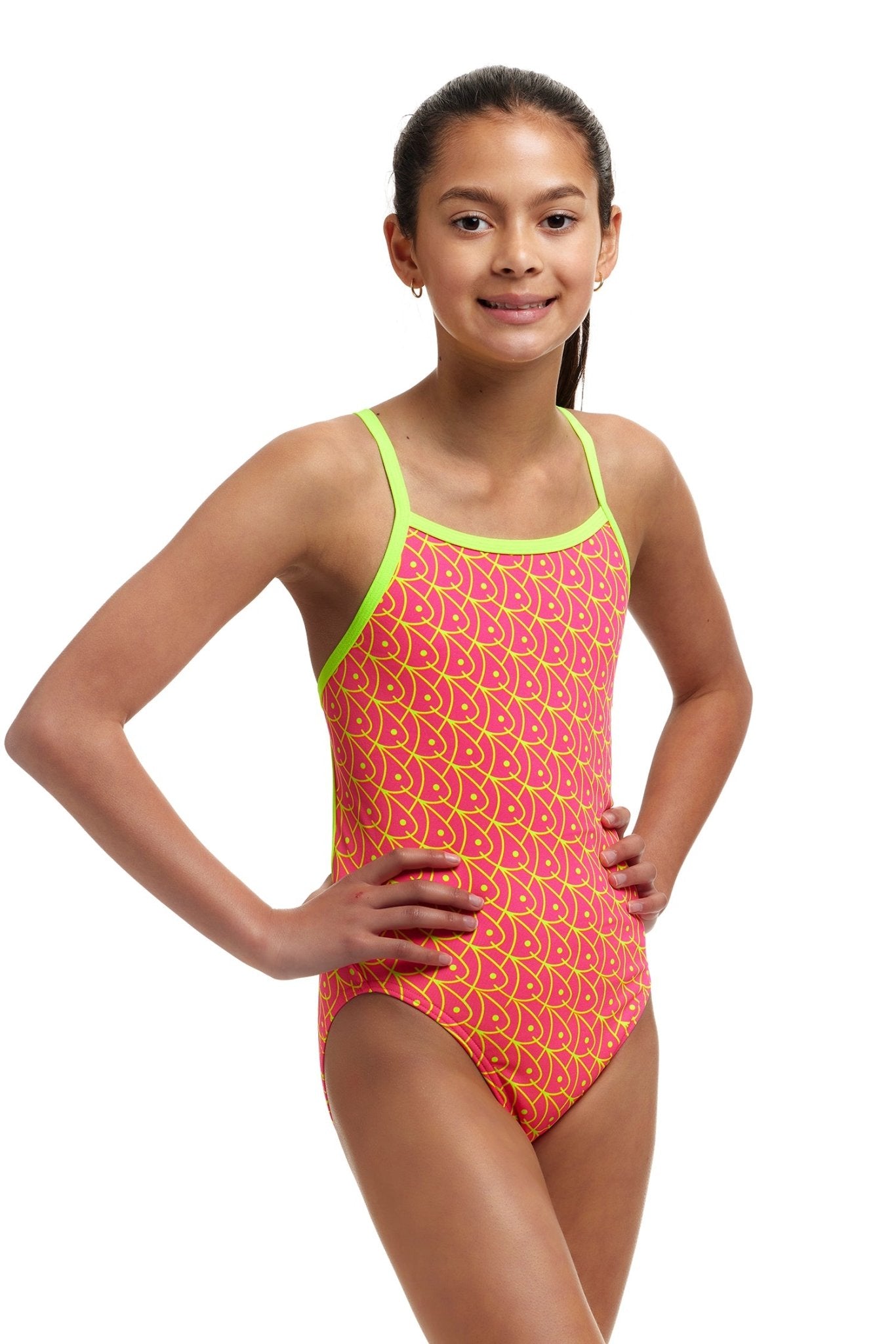 FUNKITA GIRLS SWIM SCHOOL SINGLE STRAP ONE PIECE - Coral