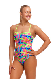 FUNKITA WOMENS CURLY WURLY SINGLE STRAP ONE PIECE - Multicolour