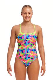 FUNKITA WOMENS CURLY WURLY SINGLE STRAP ONE PIECE - Multicolour