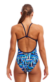 FUNKITA WOMENS POLAR CAPS SINGLE STRAP ONE PIECE - Blue