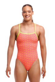 FUNKITA WOMENS SWIM SCHOOL SINGLE STRENGTH ONE PIECE - Coral