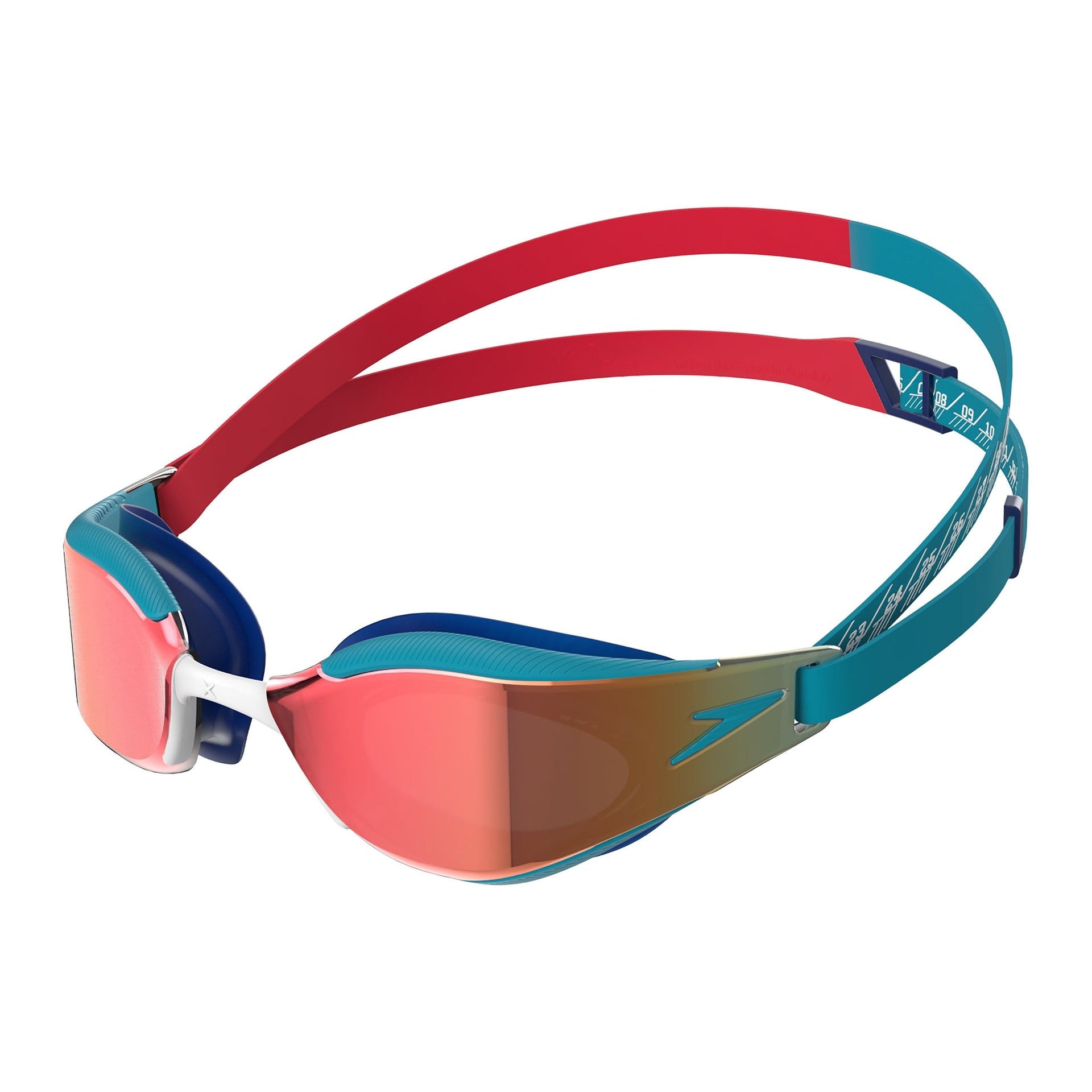 SPEEDO JUNIOR FASTSKIN HYPER ELITE MIRROR GOGGLES RED/BLUE - Red