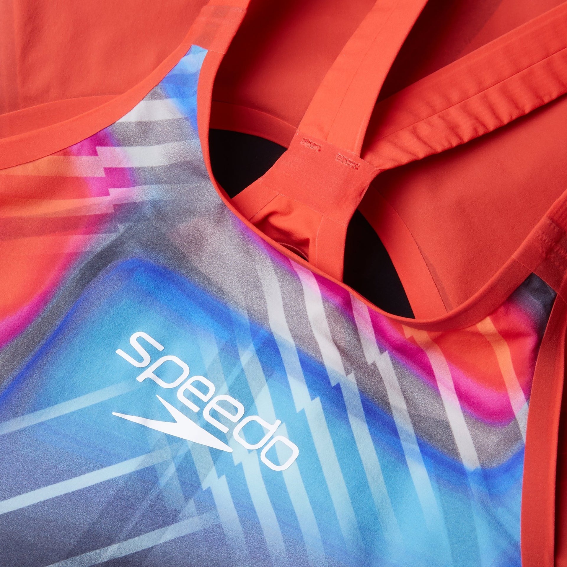 SPEEDO WOMENS FASTSKIN LZR PURE VALOR 2.0 OPENBACK KNEESKIN FLAME RED / PICTON BLUE - Red