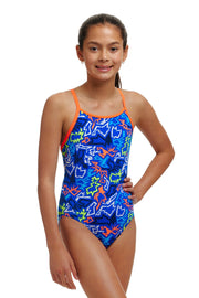 FUNKITA GIRLS BROKEN HEARTS DIAMOND BACK ONE PIECE - Blue