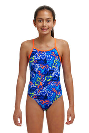 FUNKITA GIRLS BROKEN HEARTS DIAMOND BACK ONE PIECE - Blue