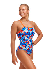 FUNKITA WOMENS BIG SWELL SINGLE STRAP ONE PIECE - Blue