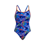 FUNKITA WOMENS BROKEN HEARTS DIAMOND BACK ONE PIECE - Blue