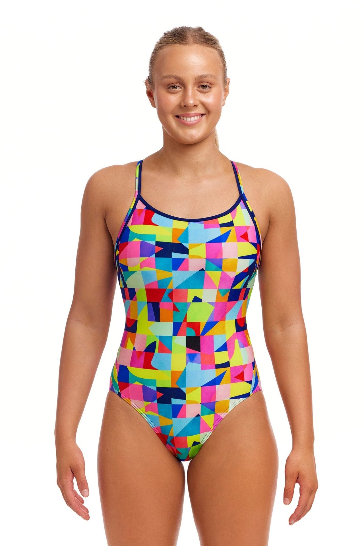 FUNKITA WOMENS ON THE GRID DIAMOND BACK ONE PIECE - Multicolour